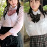 ゲリラ豪雨の中のびしょ濡れ制服女子2名 なのはちゃんとしおんちゃん